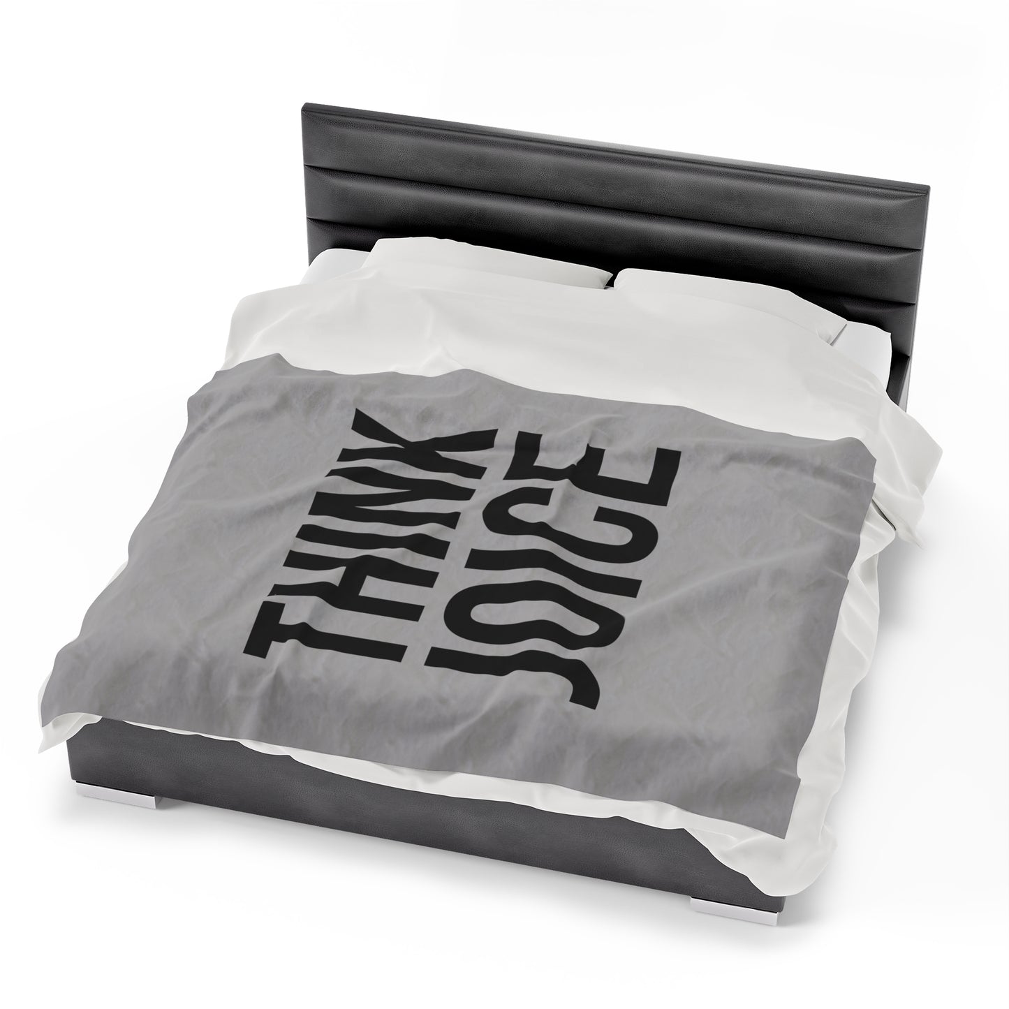 Think Joice (black design) on Light Grey Velveteen Plush Blanket