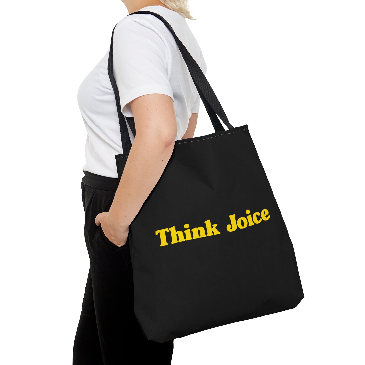 Think Joice Retro (yellow design) on Black Tote Bag