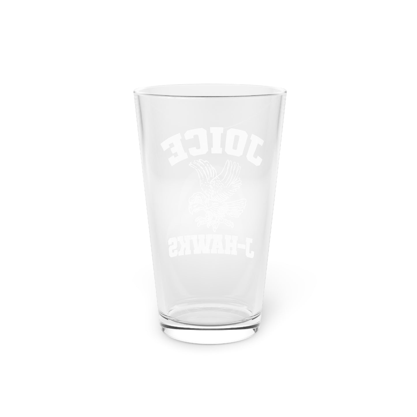 Throwback Joice J-Hawks (worn black design) on Pint Glass, 16oz