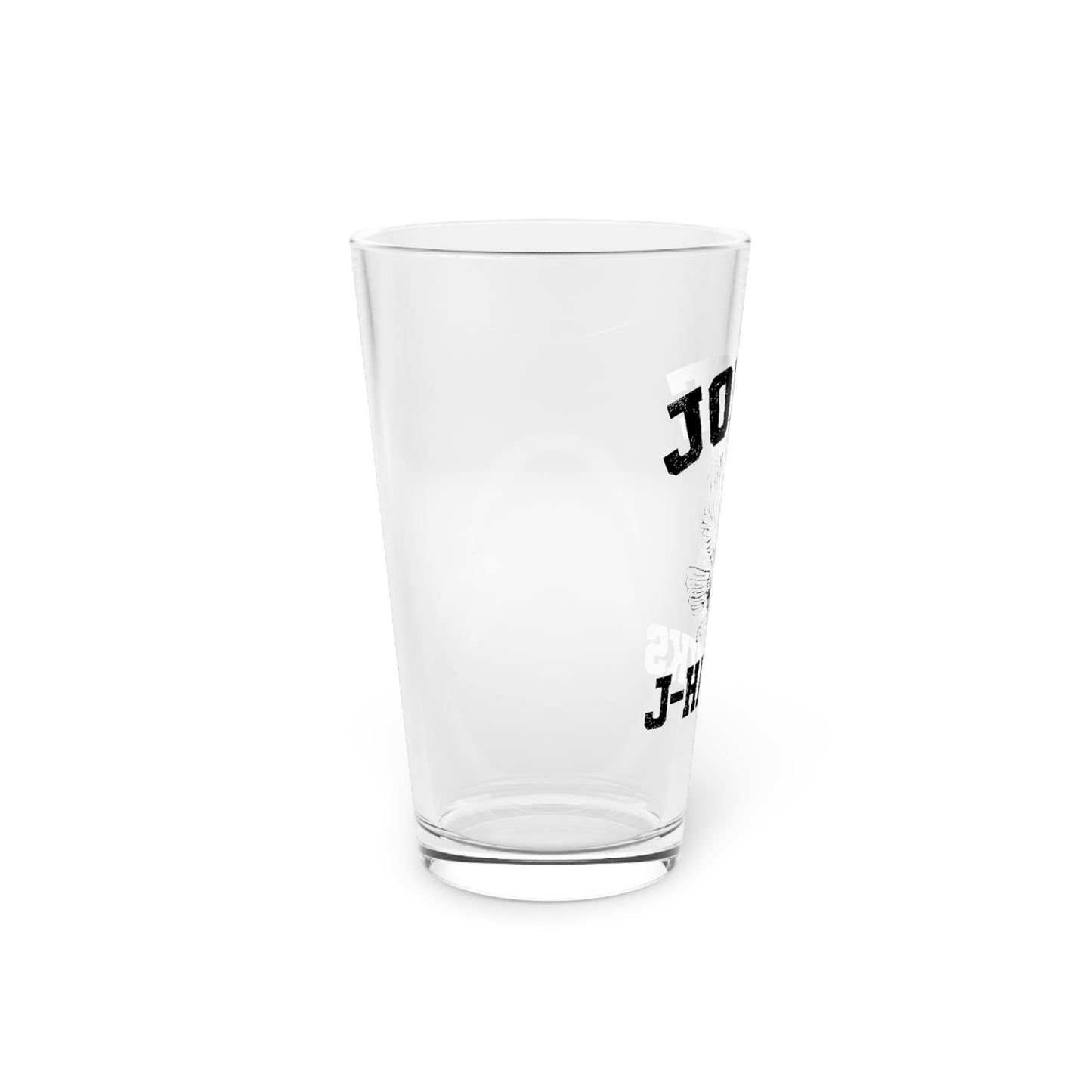 Throwback Joice J-Hawks (worn black design) on Pint Glass, 16oz