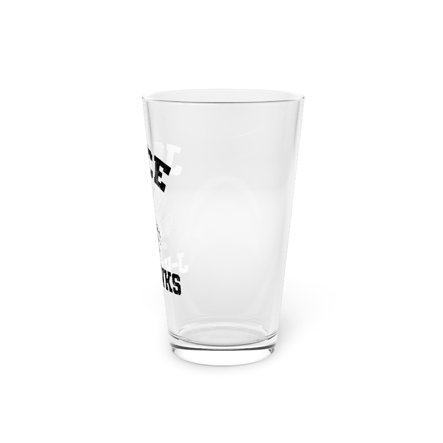 Throwback Joice J-Hawks (worn black design) on Pint Glass, 16oz
