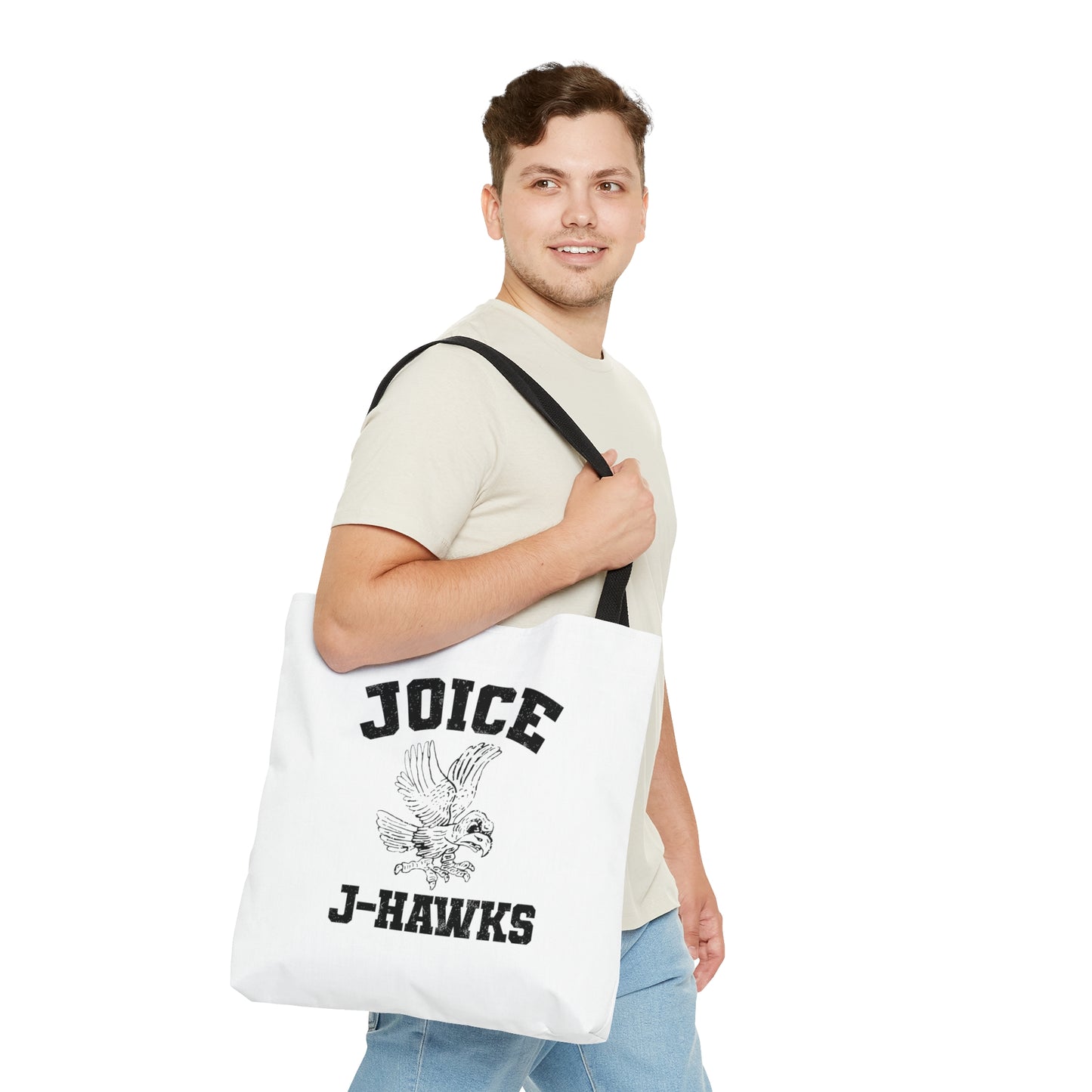 Throwback Joice J-Hawks (worn black design) on White Tote Bag