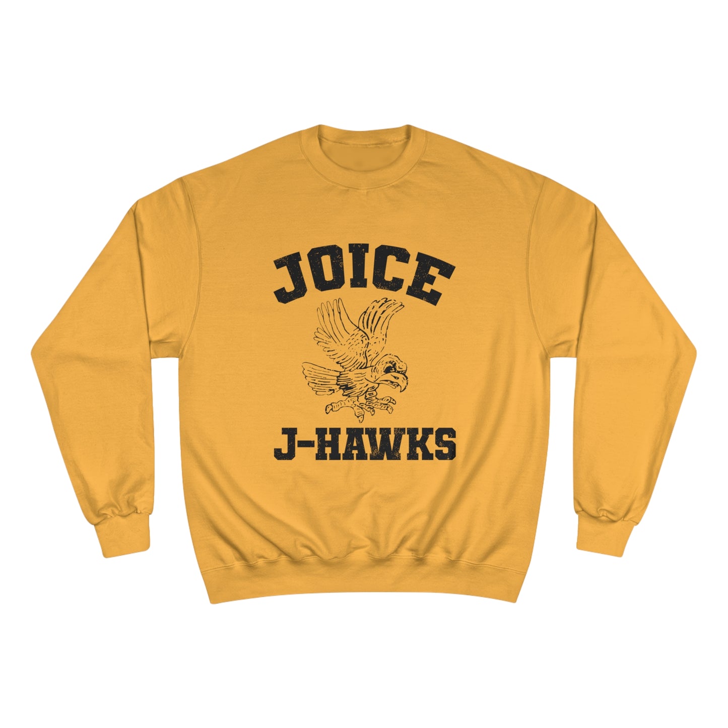 Throwback Joice J-Hawks (worn black design) on Champion Sweatshirt