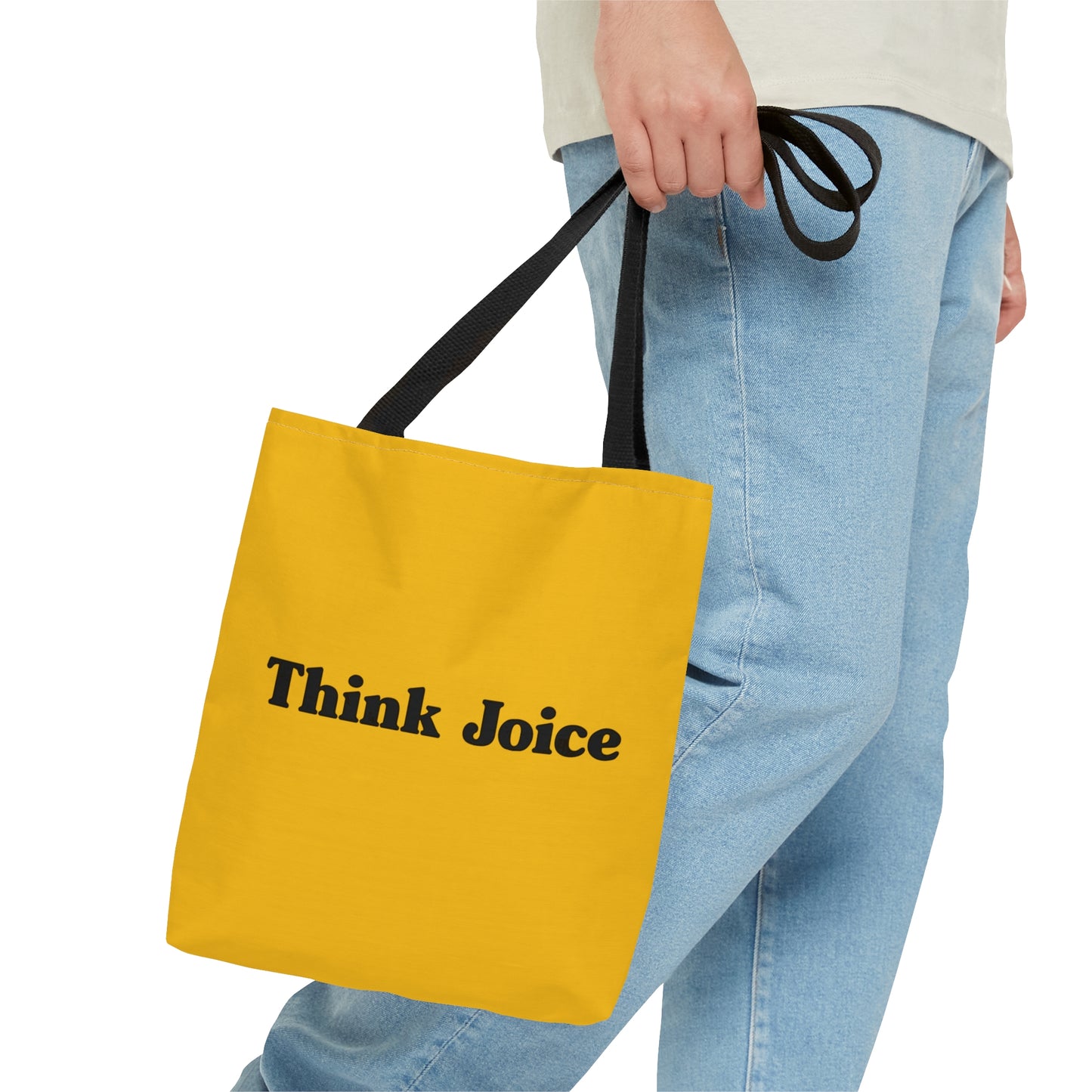 Think Joice Retro (black design) on Dark Yellow Tote Bag