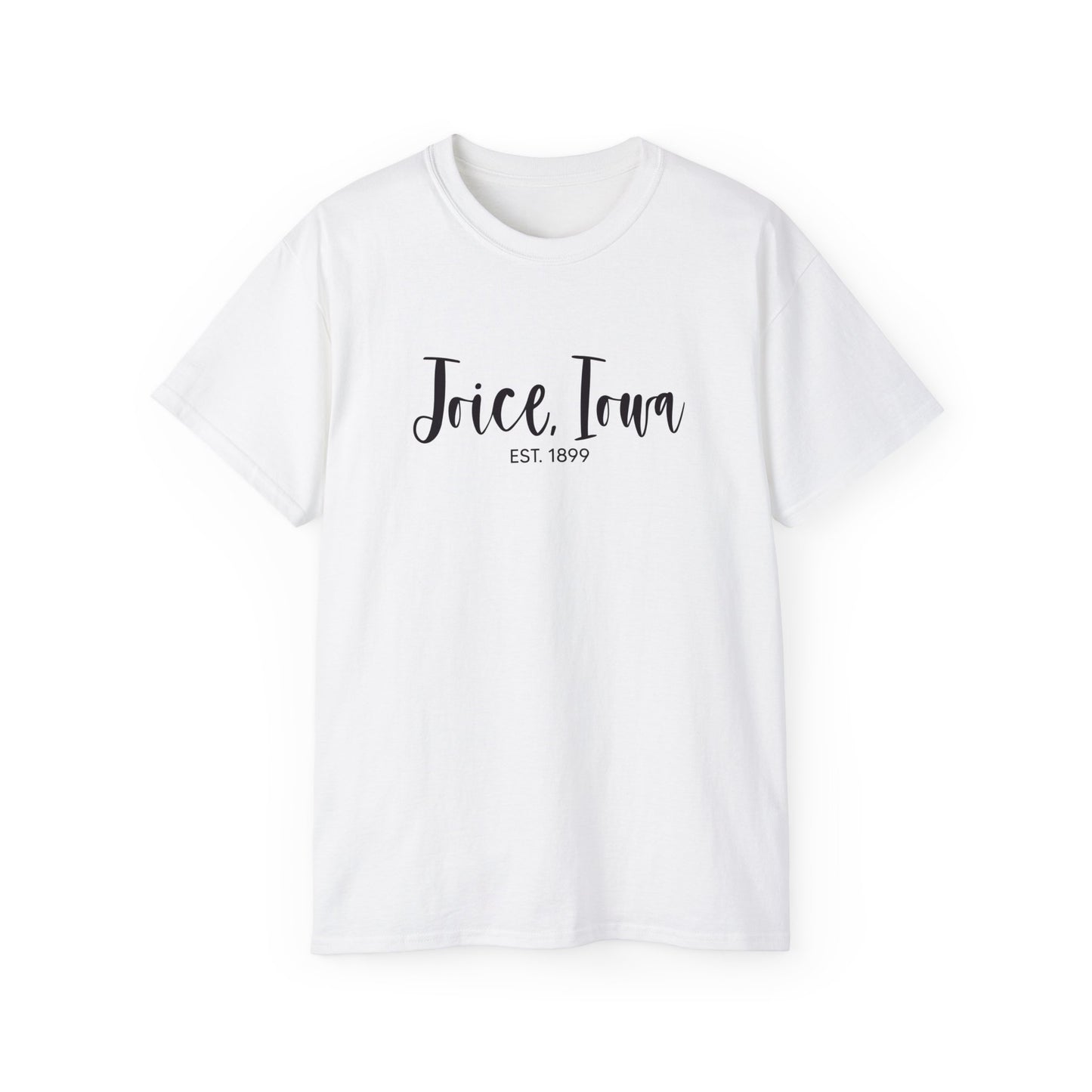 Joice, Iowa Est. 1899 (Black Design) on Unisex Ultra Cotton Short Sleeve Tee