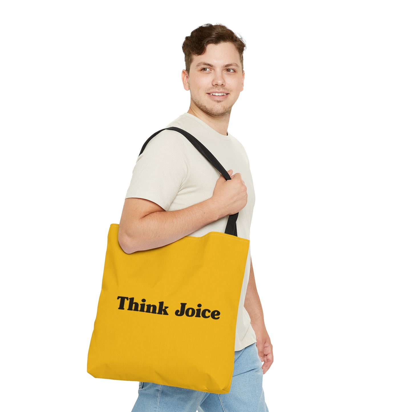 Think Joice Retro (black design) on Dark Yellow Tote Bag