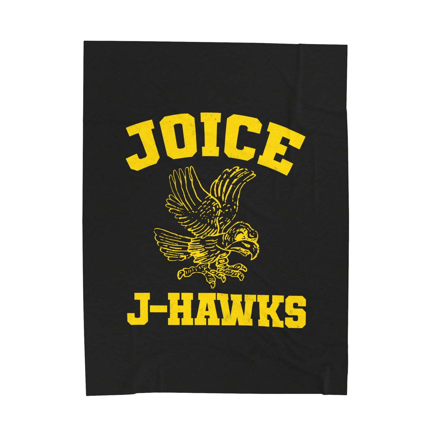 Throwback Joice J-Hawks (worn yellow design) on Black Velveteen Plush Blanket