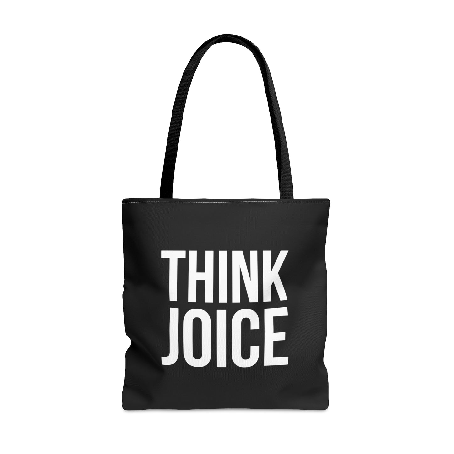 Think Joice (white design) on Black Tote Bag