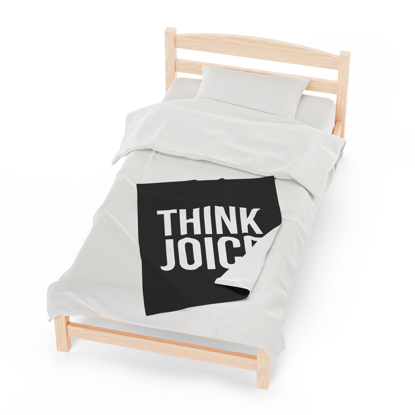 Think Joice (white design) on Black Velveteen Plush Blanket