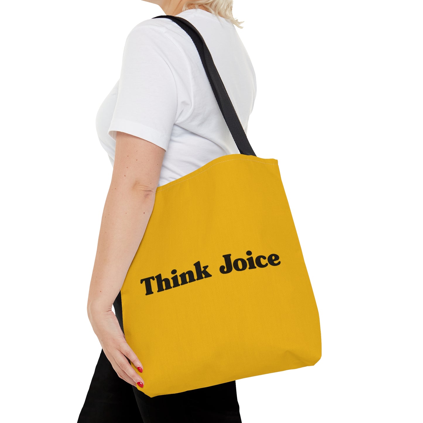 Think Joice Retro (black design) on Dark Yellow Tote Bag