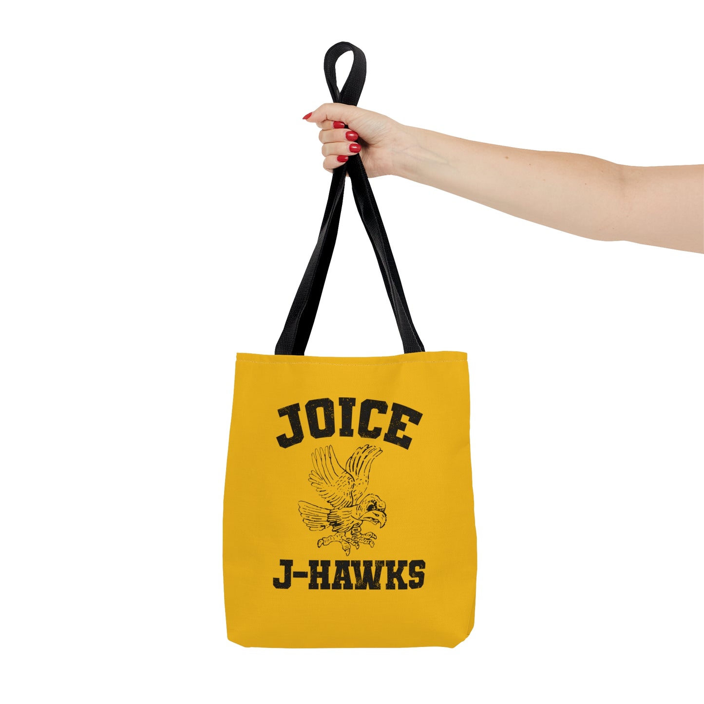 Throwback Joice J-Hawks (worn black design) on Yellow Tote Bag