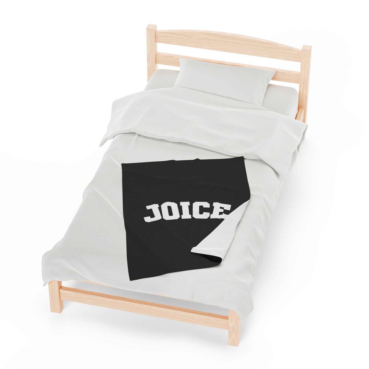 JOICE (white design) on Black Velveteen Plush Blanket