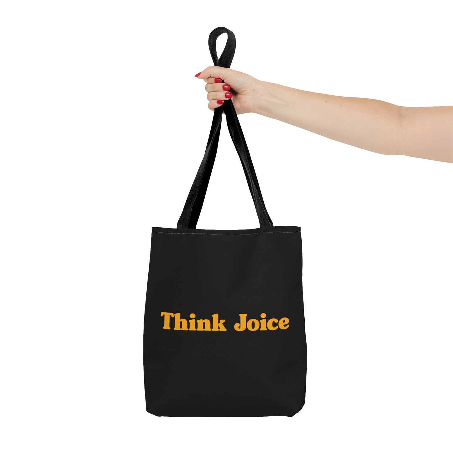 Think Joice Retro (dark yellow design) on Black Tote Bag