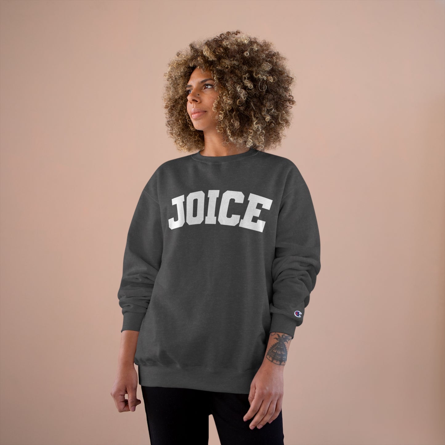 JOICE (white design) on Champion Sweatshirt