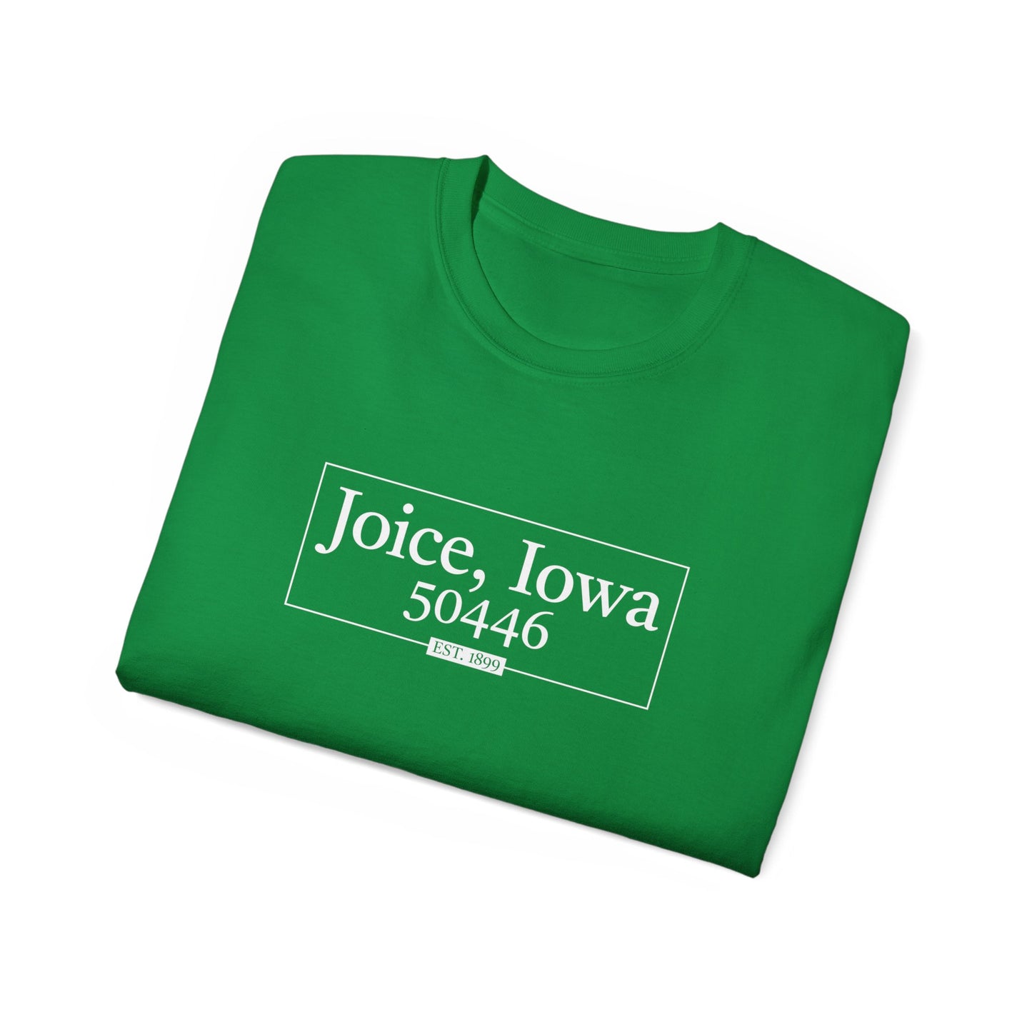 Joice, Iowa Est. 1899 Boxed (White Design) on Unisex Ultra Cotton Short Sleeve Tee