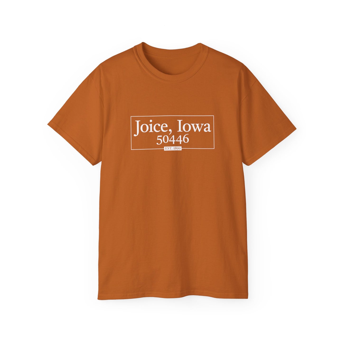 Joice, Iowa Est. 1899 Boxed (White Design) on Unisex Ultra Cotton Short Sleeve Tee