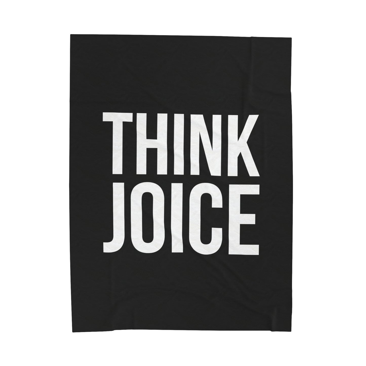 Think Joice (white design) on Black Velveteen Plush Blanket