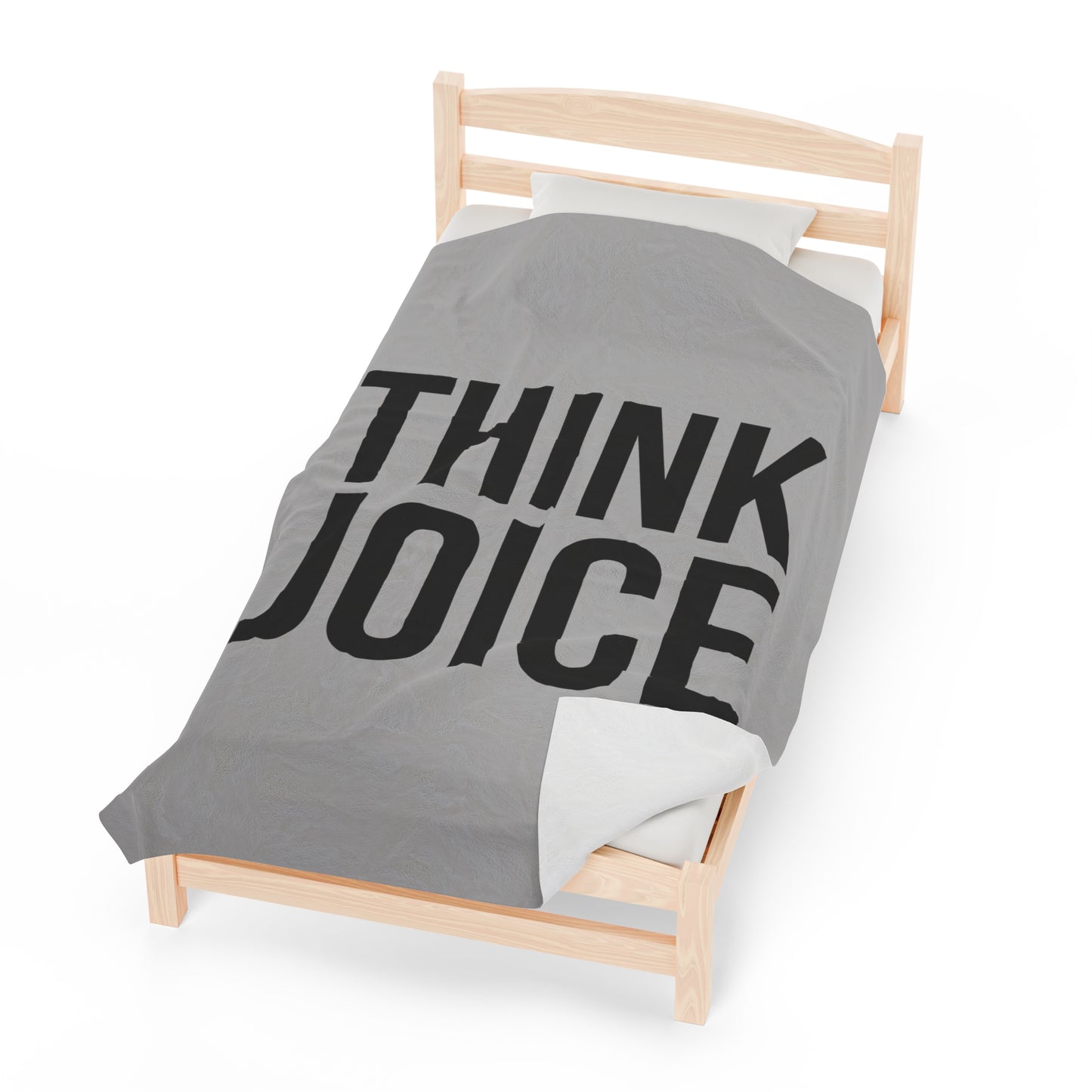 Think Joice (black design) on Light Grey Velveteen Plush Blanket