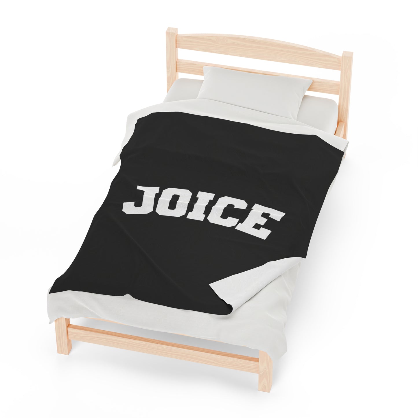 JOICE (white design) on Black Velveteen Plush Blanket