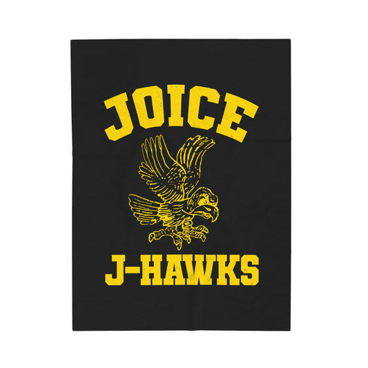 Throwback Joice J-Hawks (worn yellow design) on Black Velveteen Plush Blanket