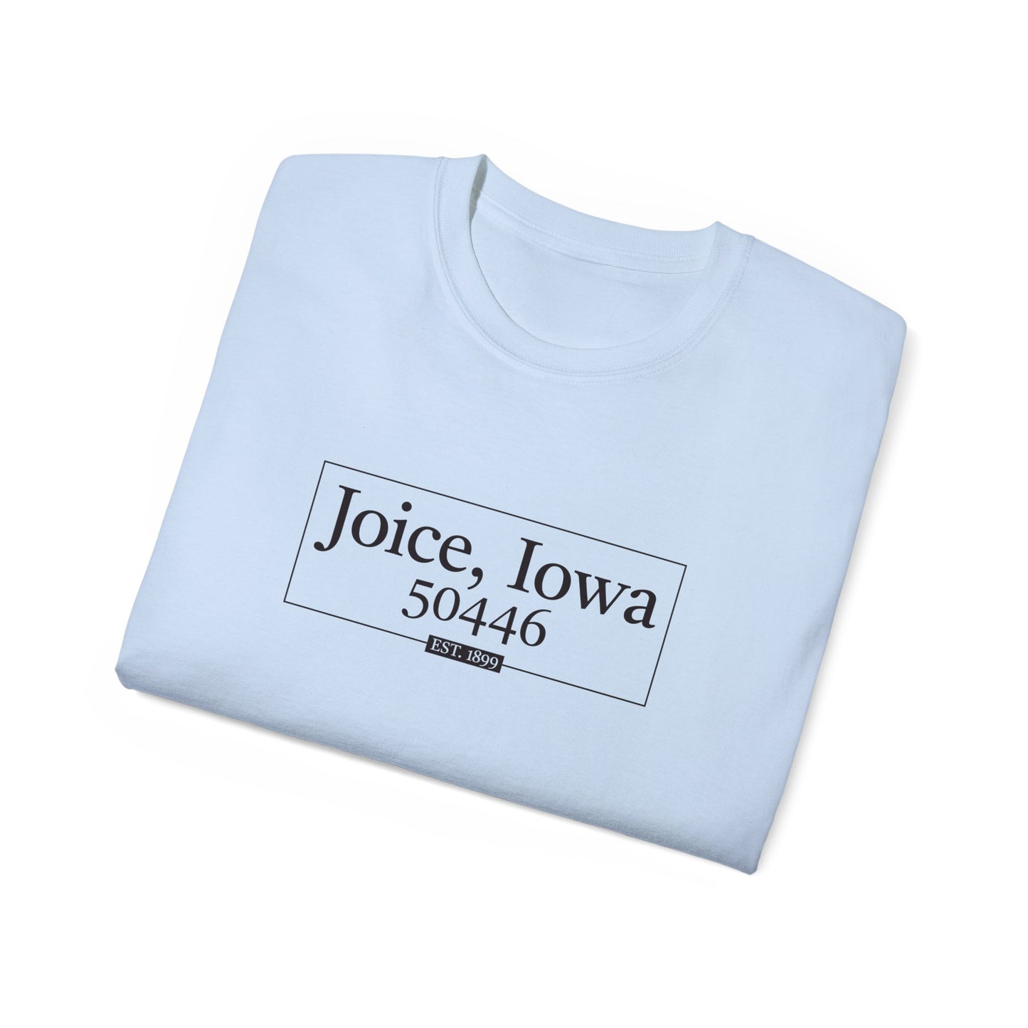 Joice, Iowa Est. 1899 Boxed (Black Design) on Unisex Ultra Cotton Short Sleeve Tee