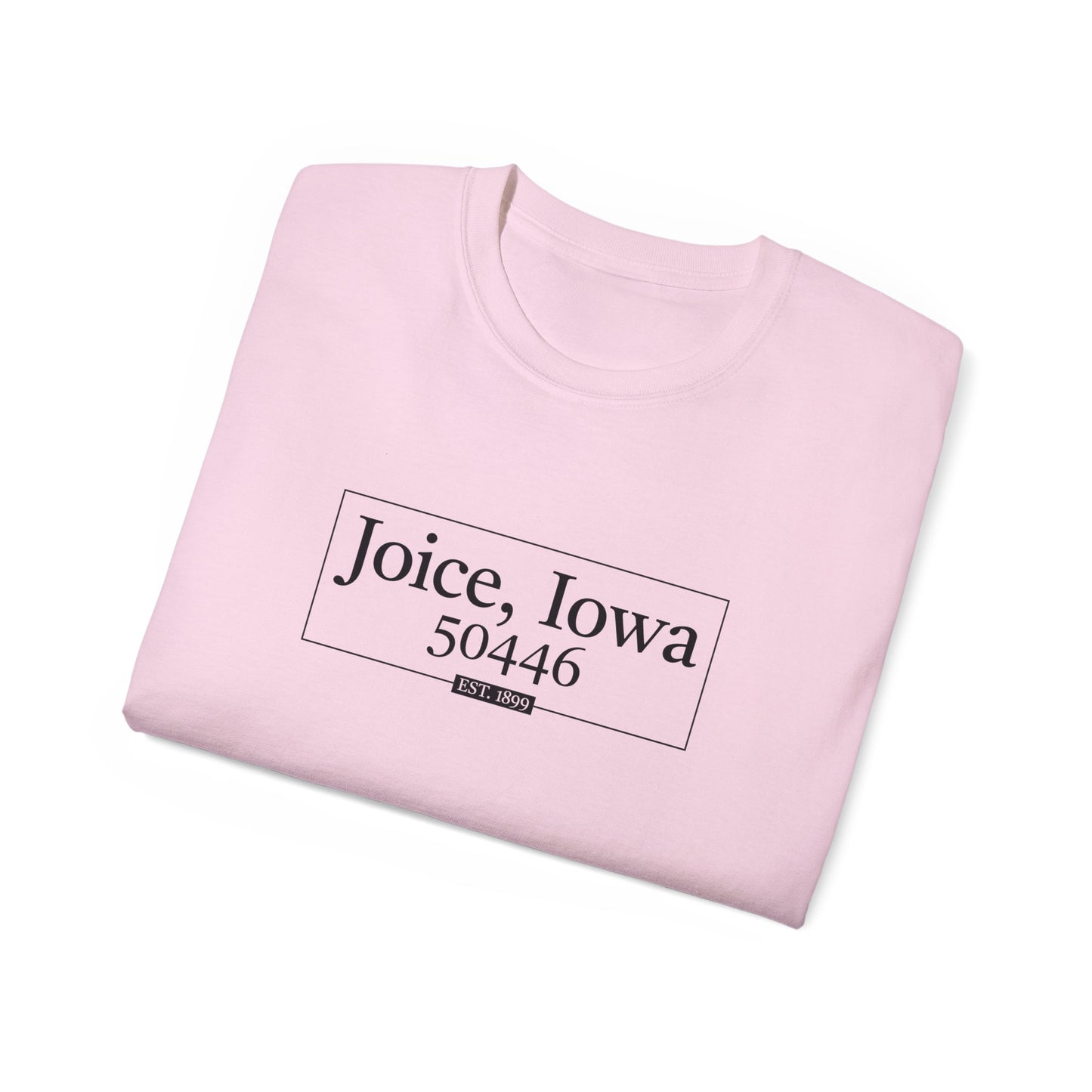 Joice, Iowa Est. 1899 Boxed (Black Design) on Unisex Ultra Cotton Short Sleeve Tee