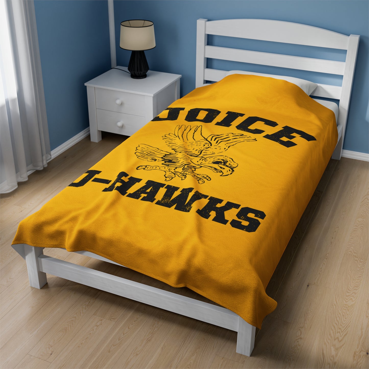 Throwback Joice J-Hawks (worn black design) on Velveteen Plush Blanket