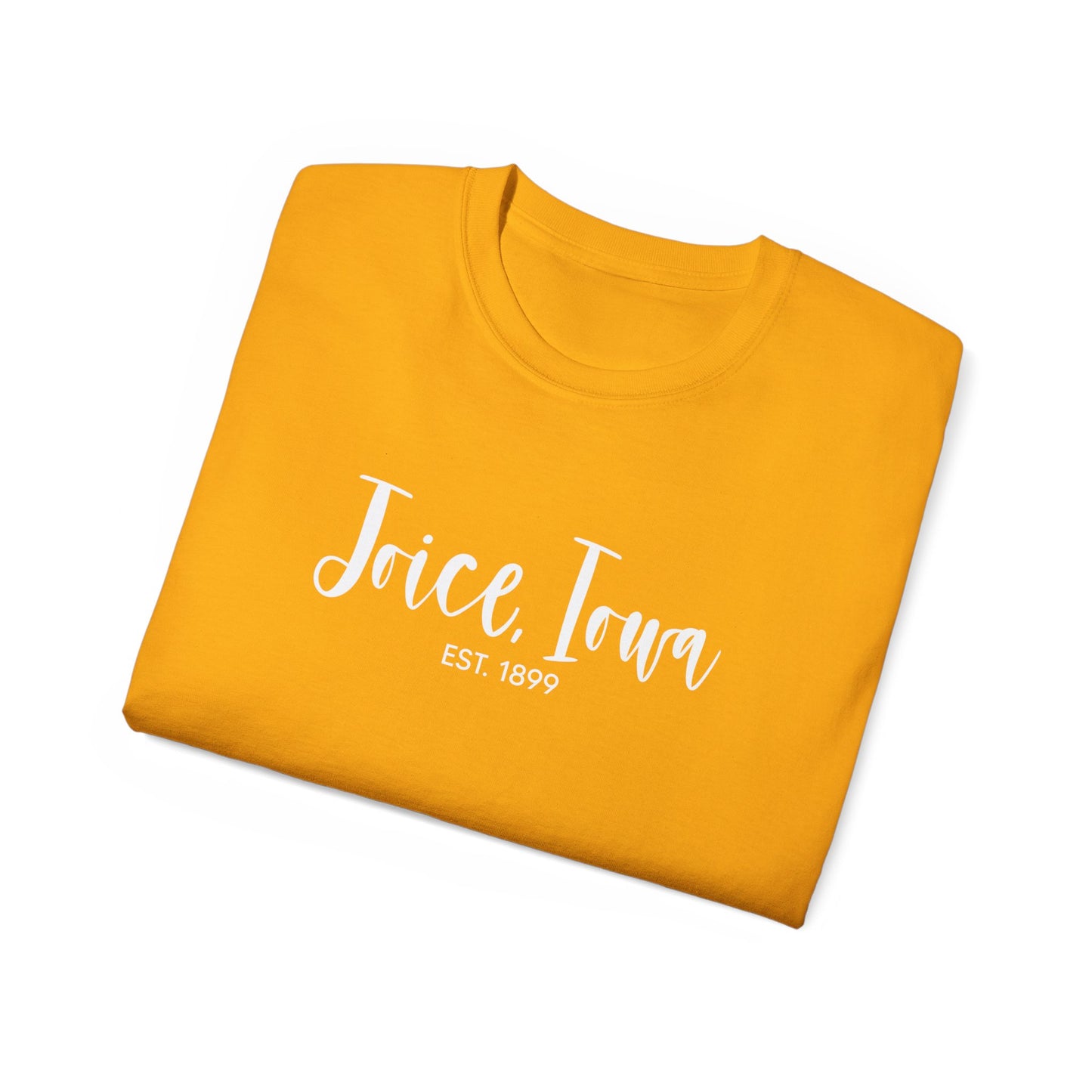 Joice, Iowa Est. 1899 (White Design) on Unisex Ultra Cotton Short Sleeve Tee