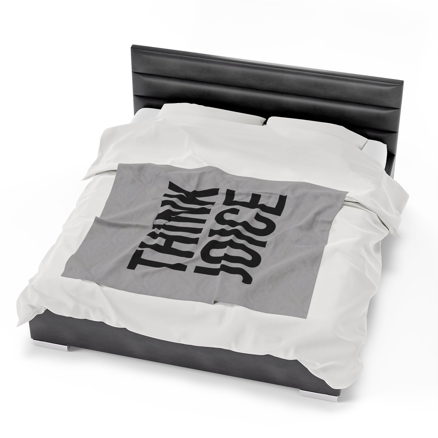 Think Joice (black design) on Light Grey Velveteen Plush Blanket