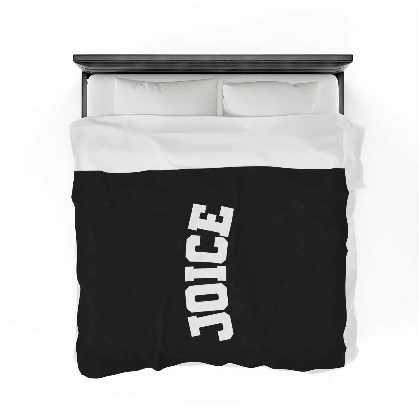 JOICE (white design) on Black Velveteen Plush Blanket