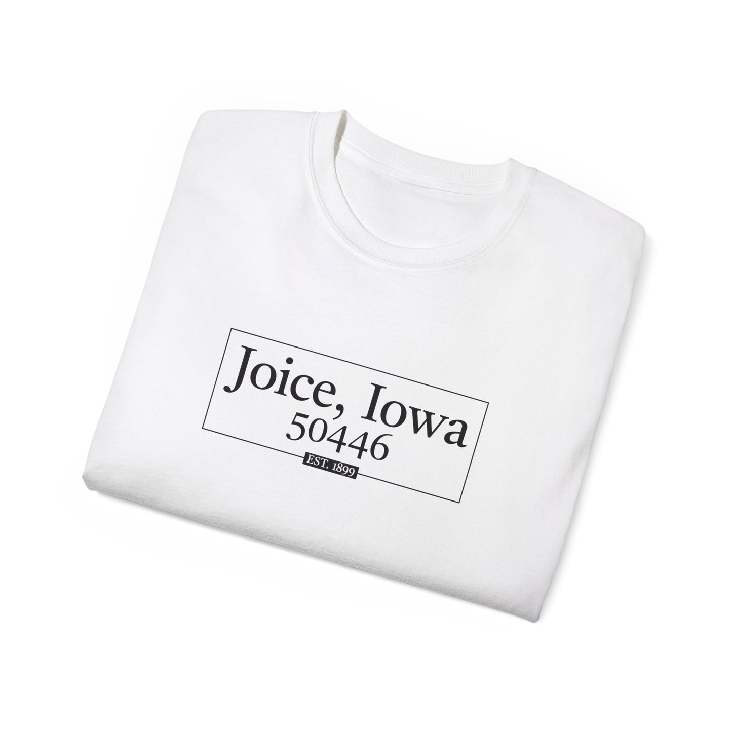 Joice, Iowa Est. 1899 Boxed (Black Design) on Unisex Ultra Cotton Short Sleeve Tee