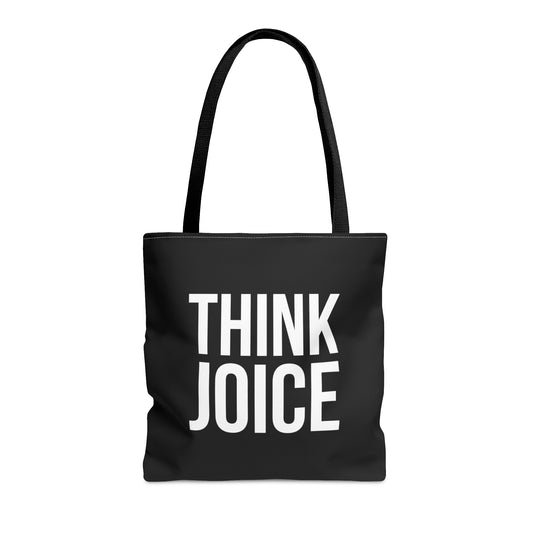 Think Joice (white design) on Black Tote Bag
