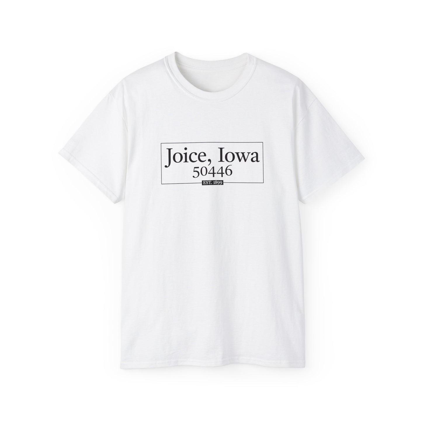 Joice, Iowa Est. 1899 Boxed (Black Design) on Unisex Ultra Cotton Short Sleeve Tee