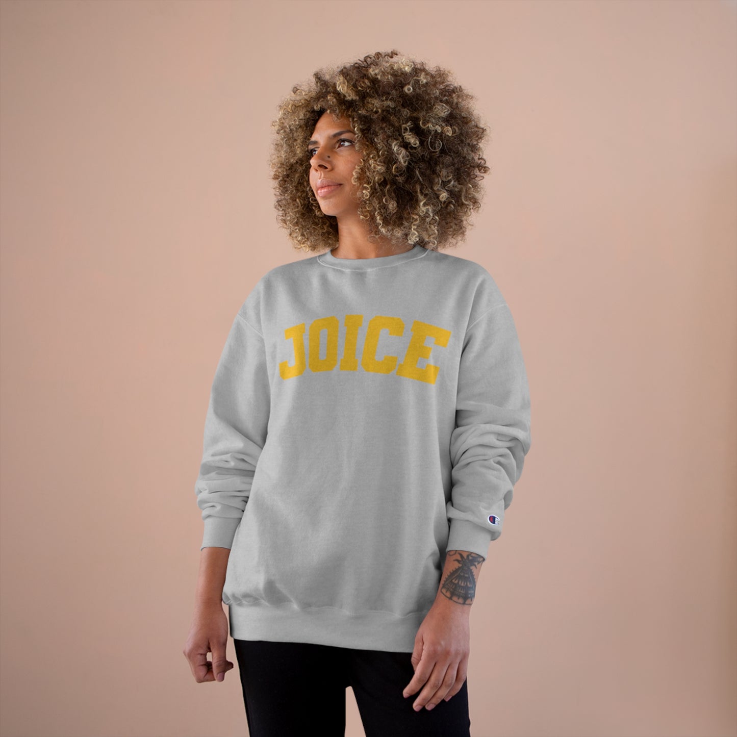 JOICE (yellow design) on Champion Sweatshirt