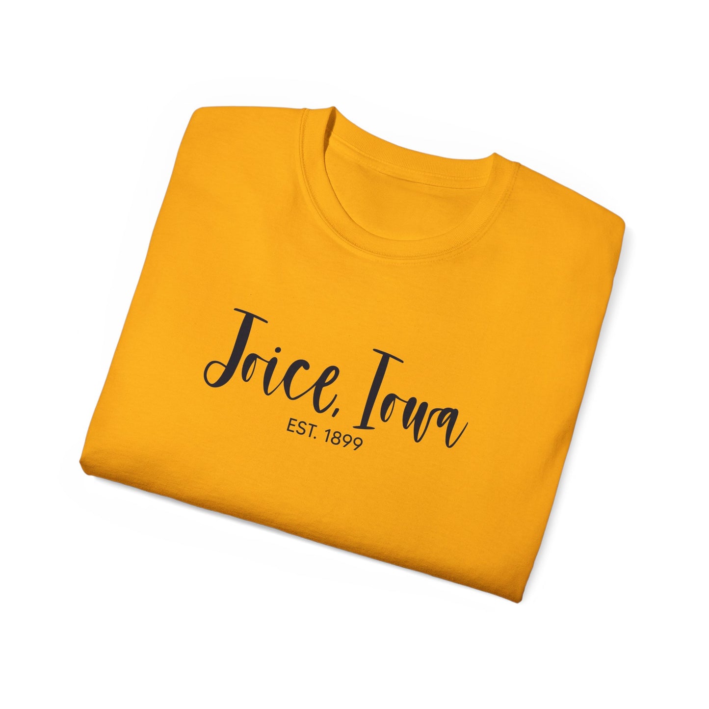 Joice, Iowa Est. 1899 (Black Design) on Unisex Ultra Cotton Short Sleeve Tee