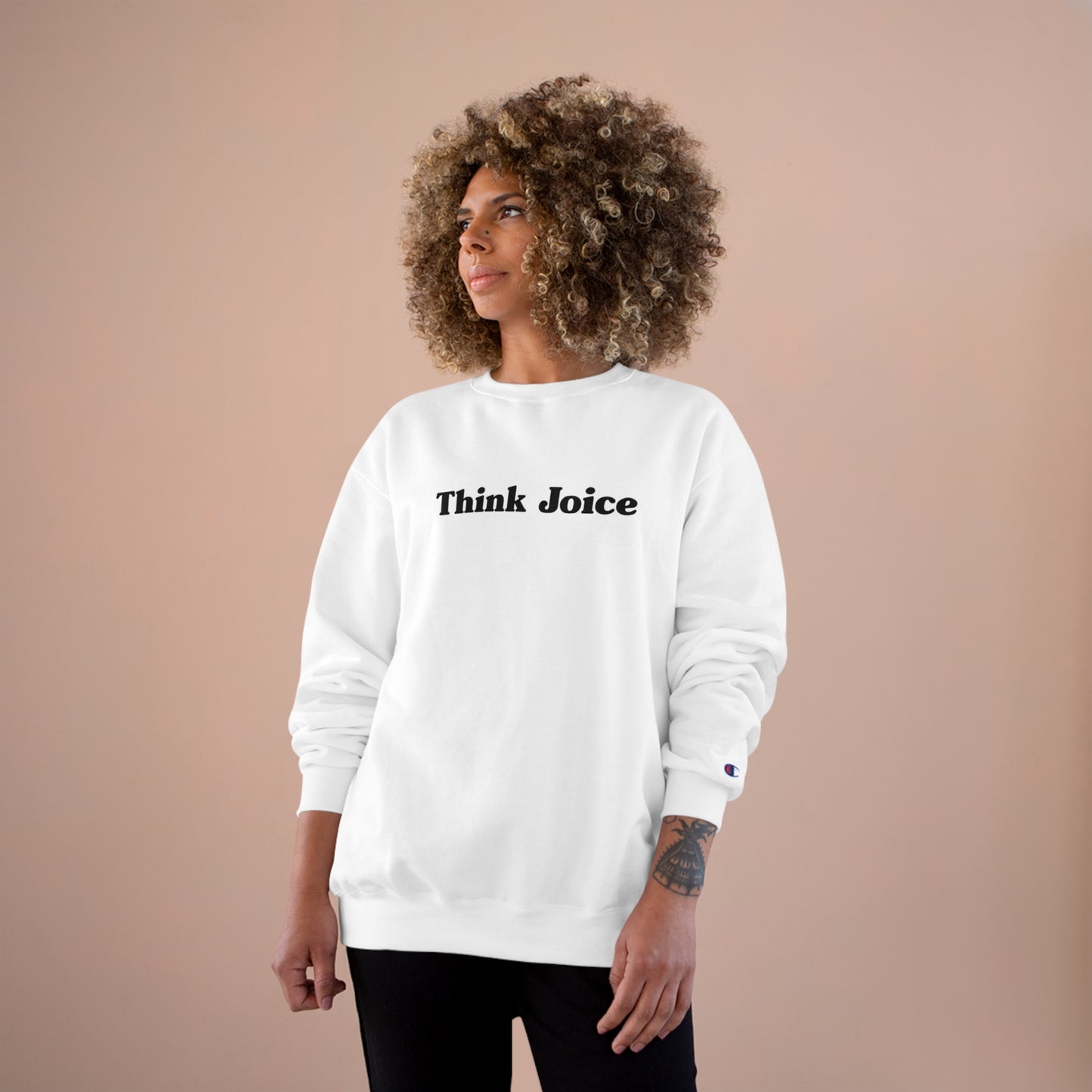 Think Joice Retro (black design) on Champion Sweatshirt