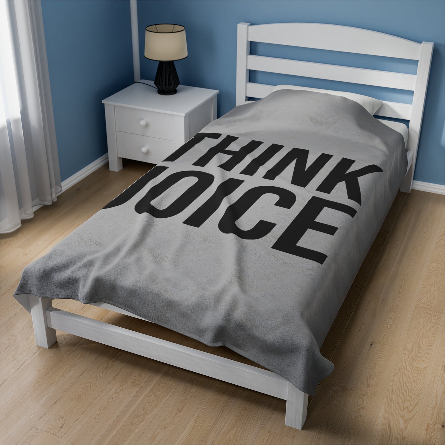 Think Joice (black design) on Light Grey Velveteen Plush Blanket