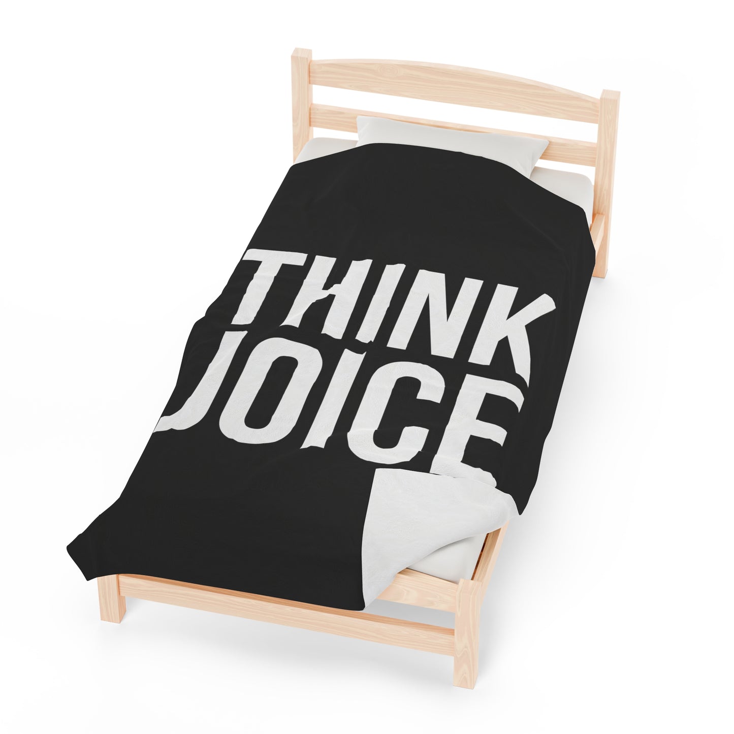 Think Joice (white design) on Black Velveteen Plush Blanket