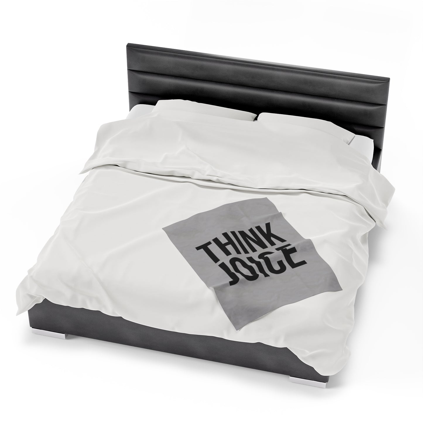 Think Joice (black design) on Light Grey Velveteen Plush Blanket