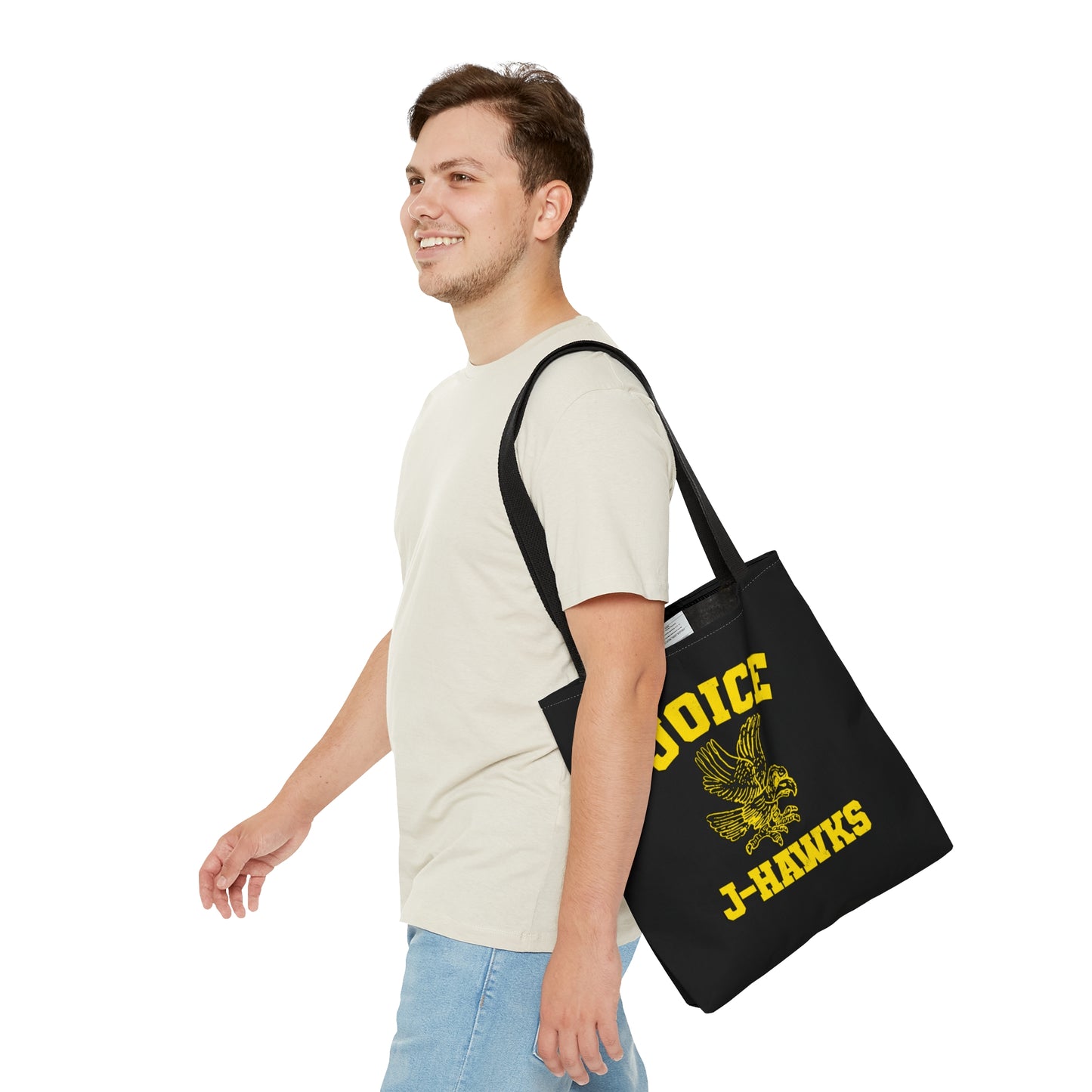 Throwback Joice J-Hawks (worn yellow design) on Black Tote Bag