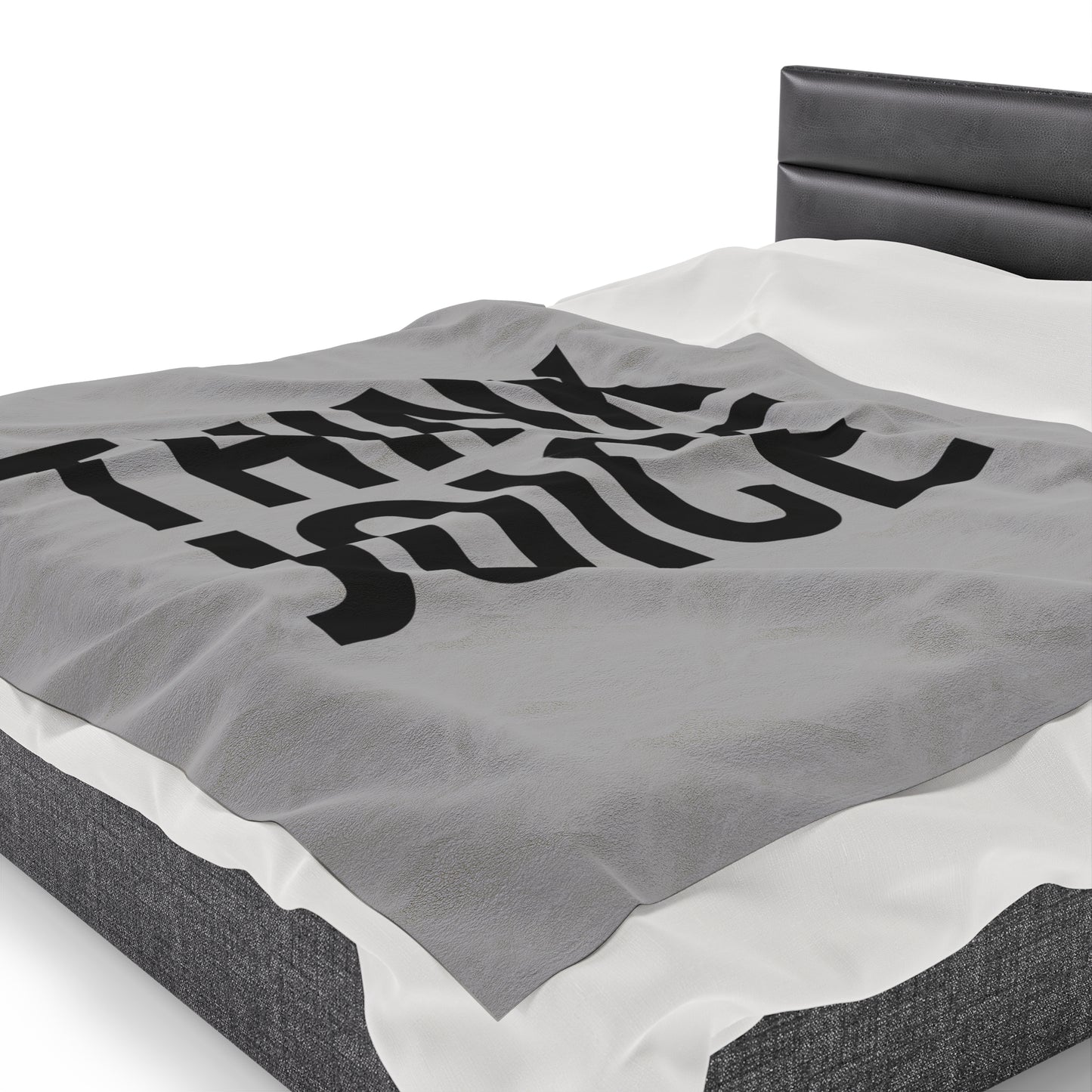 Think Joice (black design) on Light Grey Velveteen Plush Blanket