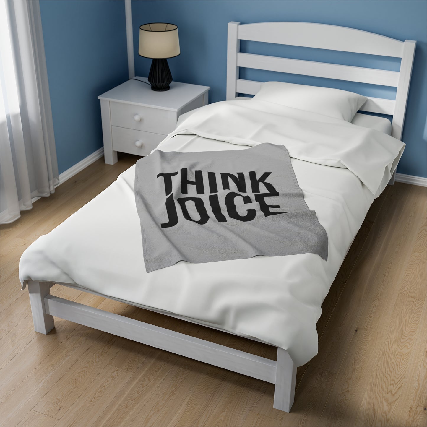 Think Joice (black design) on Light Grey Velveteen Plush Blanket