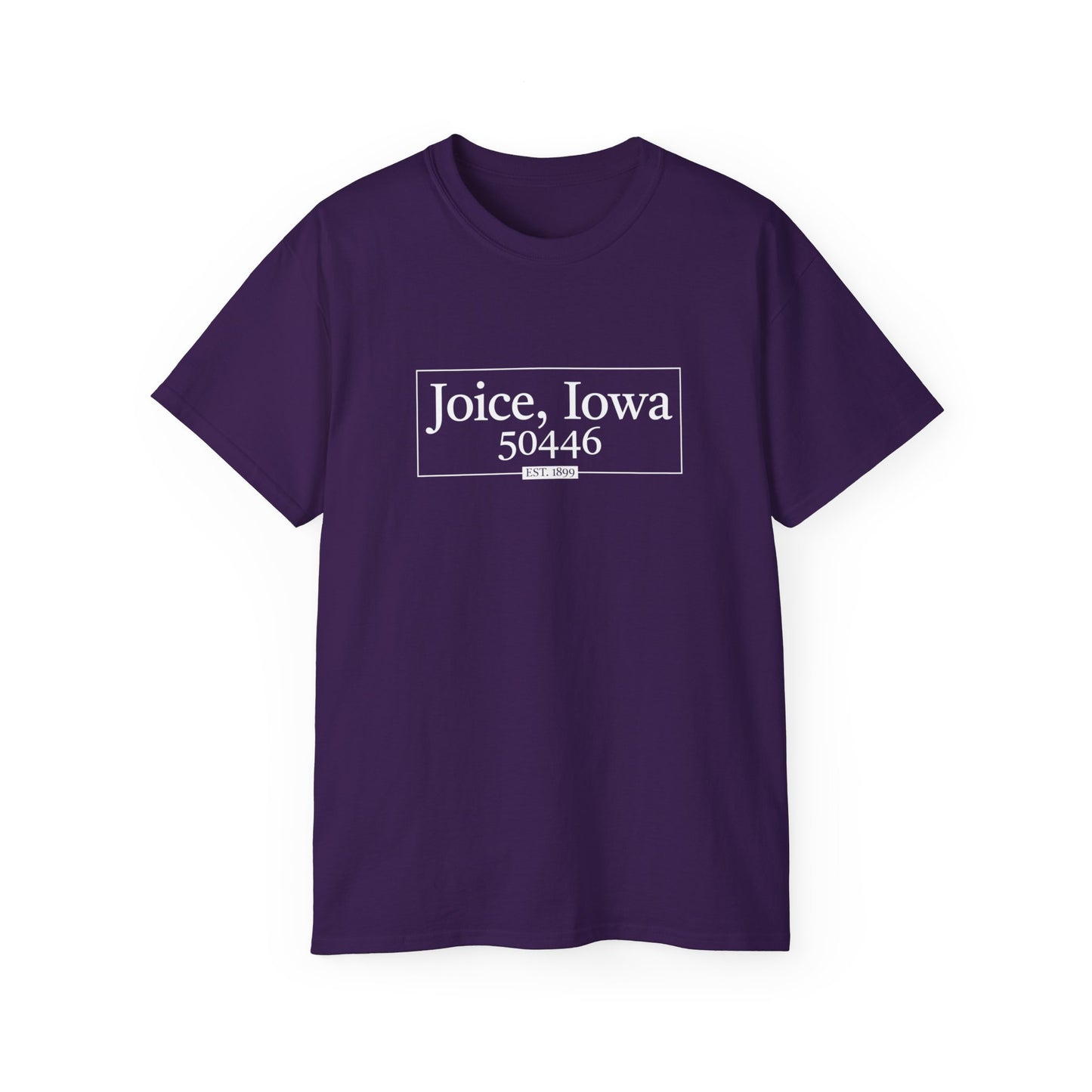 Joice, Iowa Est. 1899 Boxed (White Design) on Unisex Ultra Cotton Short Sleeve Tee