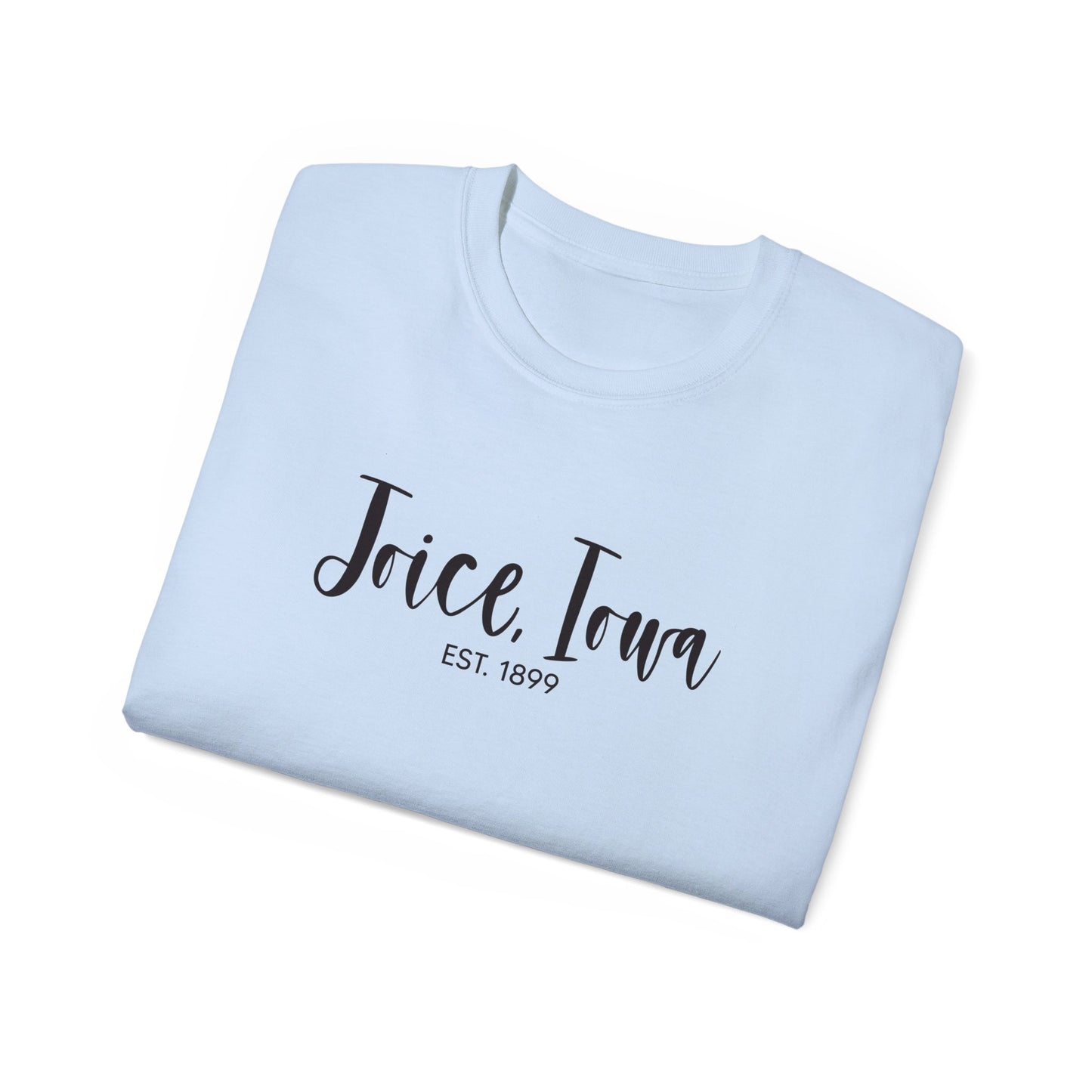 Joice, Iowa Est. 1899 (Black Design) on Unisex Ultra Cotton Short Sleeve Tee