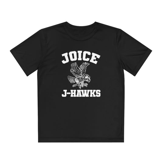 Kids' Throwback Joice J-Hawks (worn white design) onYouth Competitor Tee