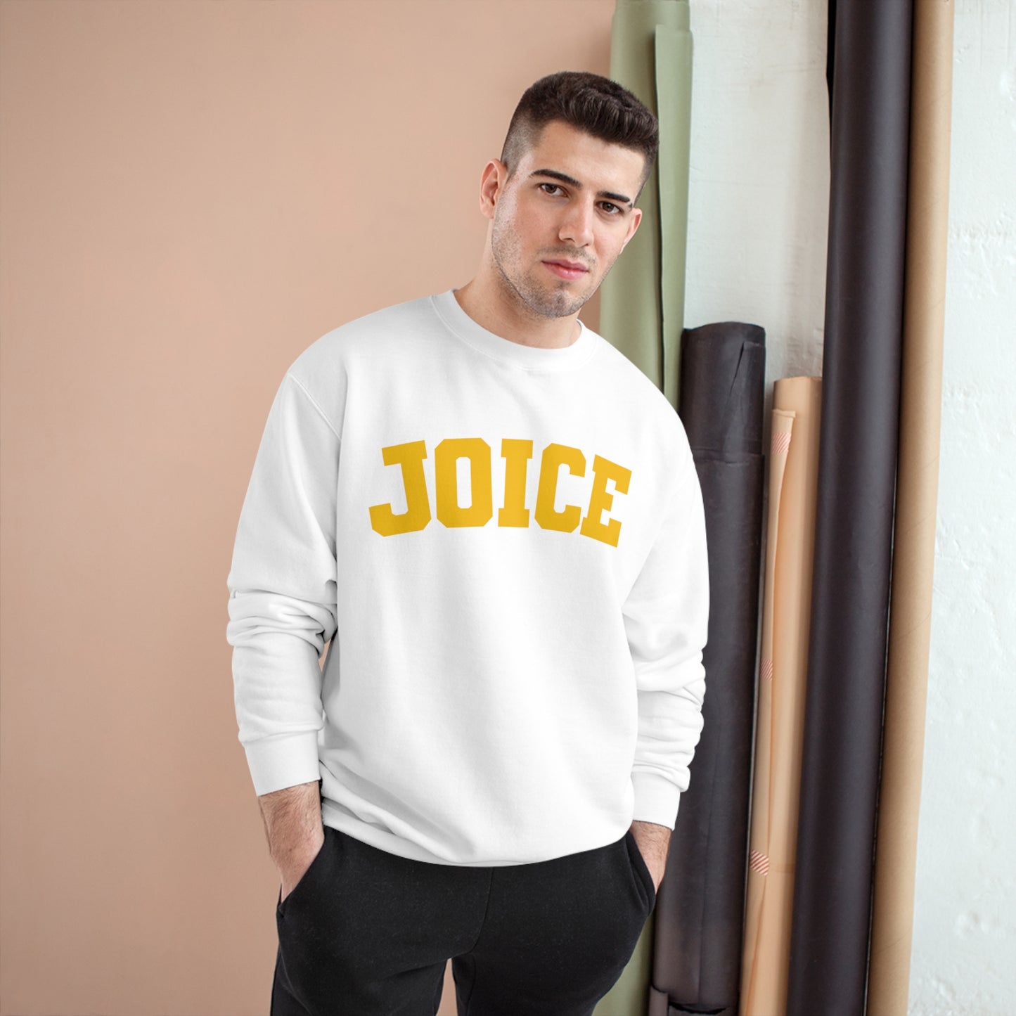 JOICE (yellow design) on Champion Sweatshirt