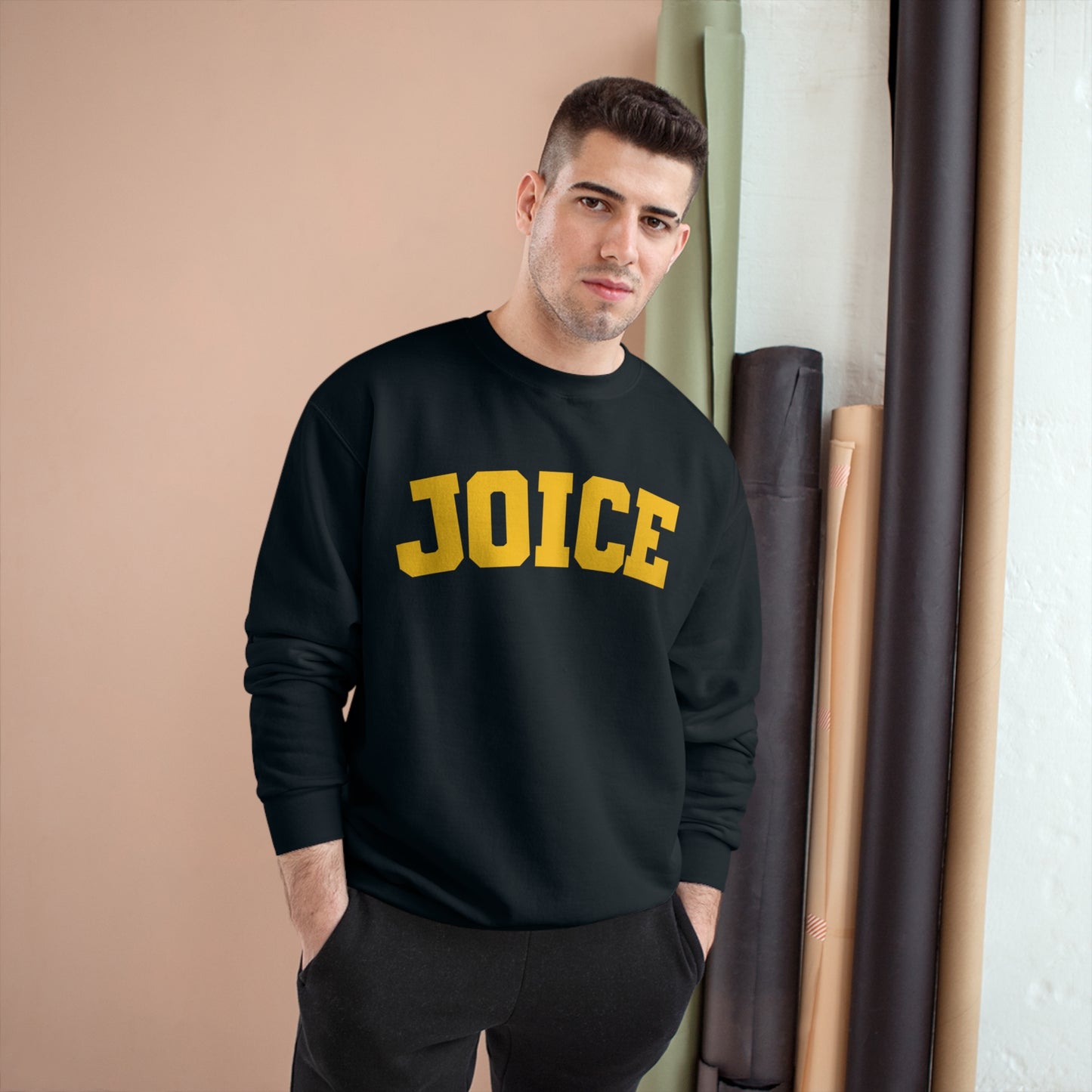 JOICE (yellow design) on Champion Sweatshirt