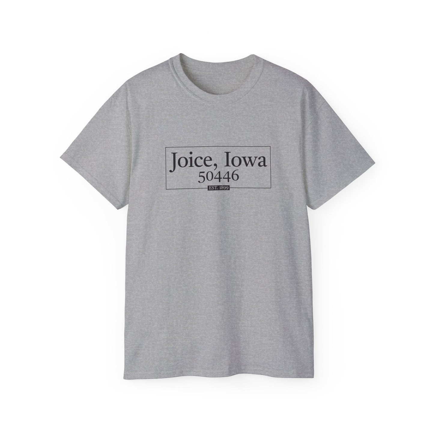 Joice, Iowa Est. 1899 Boxed (Black Design) on Unisex Ultra Cotton Short Sleeve Tee