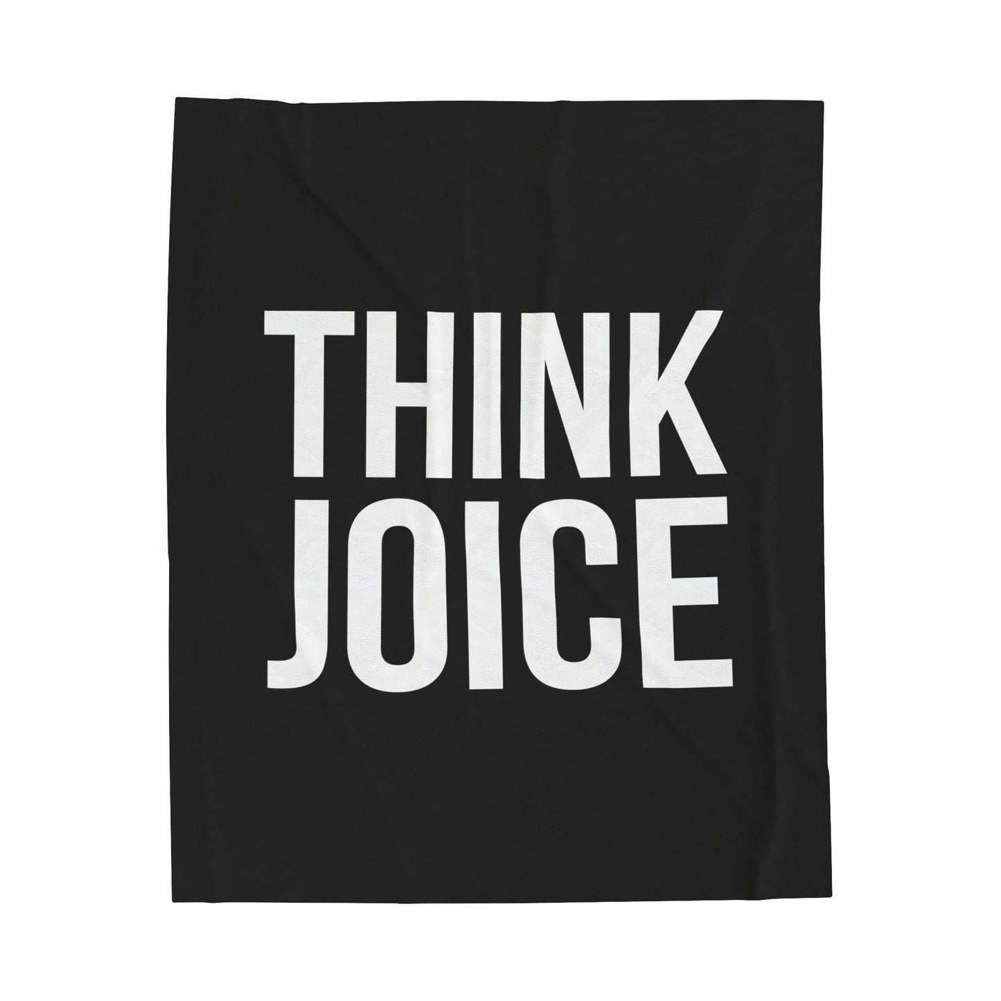 Think Joice (white design) on Black Velveteen Plush Blanket