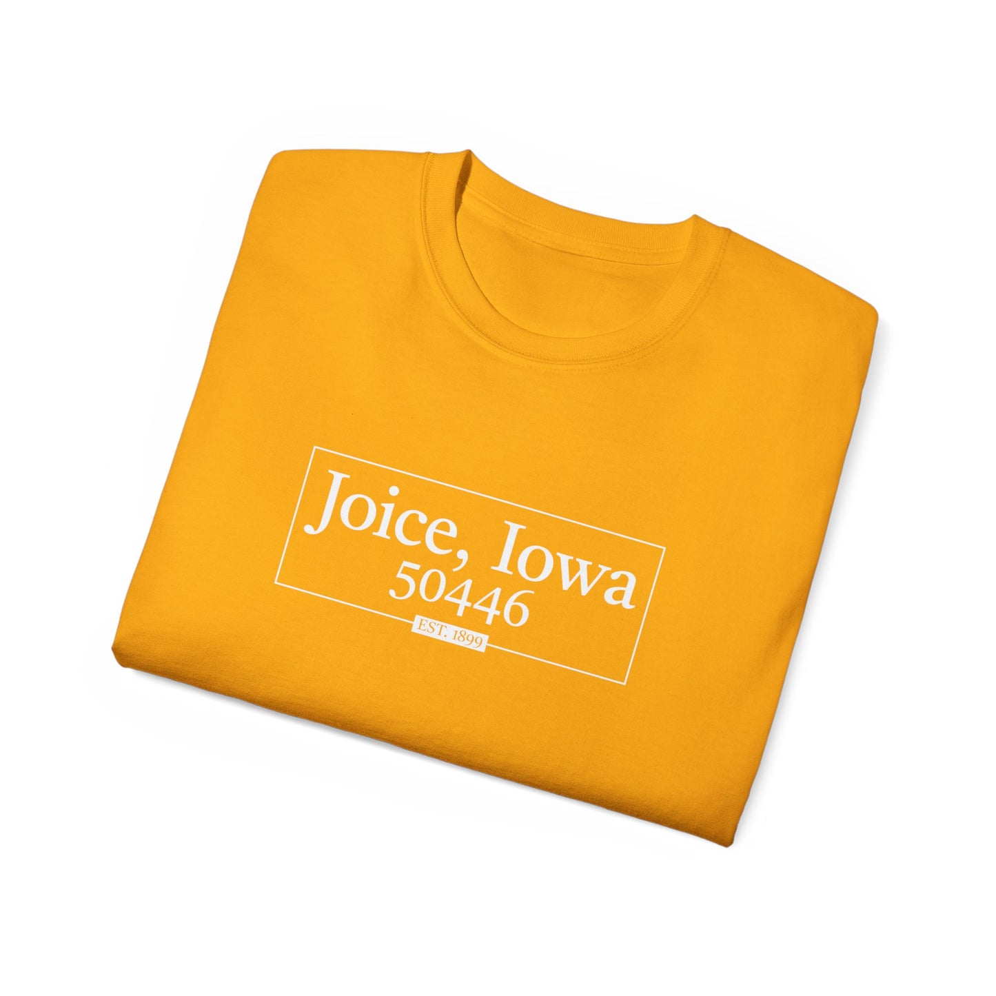 Joice, Iowa Est. 1899 Boxed (White Design) on Unisex Ultra Cotton Short Sleeve Tee